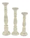 Peyton Lane Set Of 3 Traditional Solid Mango Wood Candle Holder In White
