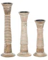 Peyton Lane Set Of 3 Traditional Solid Wood Candle Holder In Brown