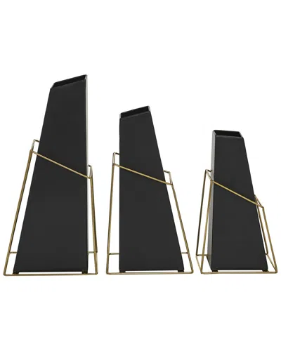 Peyton Lane Set Of 3 Vases In Black