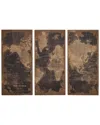 Peyton Lane Set Of 3 Vintage World Map Black Wood Wall Decor In Black