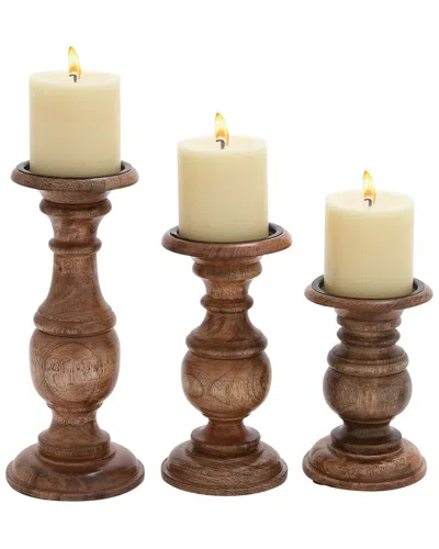 Peyton Lane Set Of 3 Wood Candle Holders