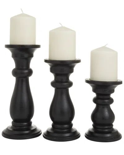 Peyton Lane Set Of 3 Wood Traditional Candle Holder In Black