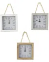 Peyton Lane Set Of 3 Wood Wall Clock With Rope Strap In White