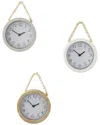 Peyton Lane Set Of 3 Wood Wall Clock With Rope Strap In White