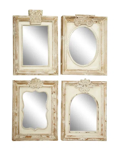 Peyton Lane Set Of 4 Brown Wood Vintage Wall Mirror