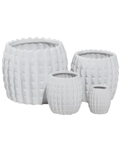 Peyton Lane Set Of 4 Ceramic Indoor/outdoor Planters In White