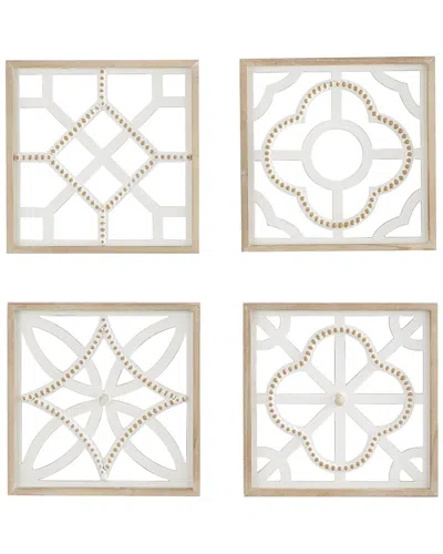 Peyton Lane Set Of 4 Geometric Wood Beaded Wall Decor In Neutral