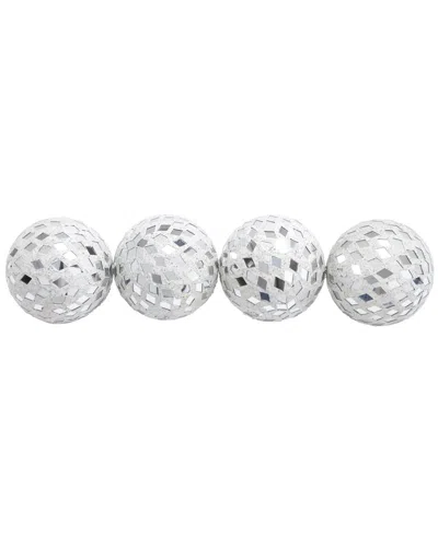 Peyton Lane Set Of 4 Mirror Mosaic Balls In White