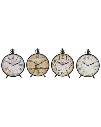 Peyton Lane Set Of 4 Vintage Ring Top Metal Clock In Multi