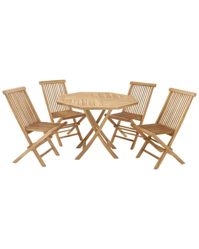 Peyton Lane Set Of 5 Traditional Solid Teak Wood Outdoor Dining Set In Brown