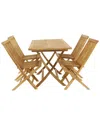 Peyton Lane Set Of 5 Traditional Solid Teak Wood Outdoor Dining Set In Brown