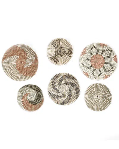 Peyton Lane Set Of 6 Brown Seagrass Eclectic Wall Decor In Multi