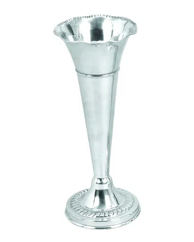 Peyton Lane Silver Aluminum Metal Flute Shaped Decorative Vase In Metallic