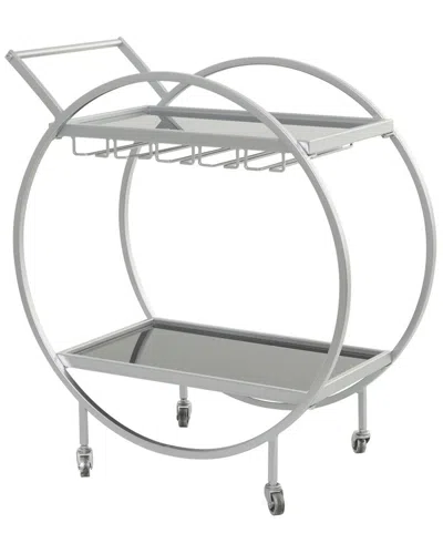 Peyton Lane Silver Contemporary Bar Cart In Gray