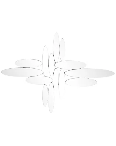 Peyton Lane Silver Glass Abstract Oval Room Wall Mirror In White