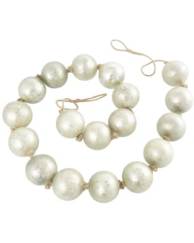 Peyton Lane Silver Glass Handmade Round Extra Long Frosted Orb Beaded Garland