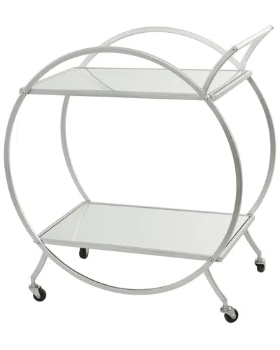 Peyton Lane Silver Iron Contemporary Bar Cart