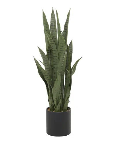 Peyton Lane Snake Green Faux Foliage Indoor Outdoor Artificial Plant With Black Porcelain Pot And St