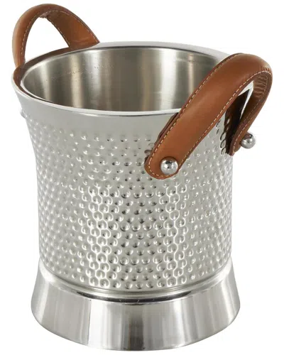 Peyton Lane Stainless Steel Metal Hammered Ice Bucket In Silver