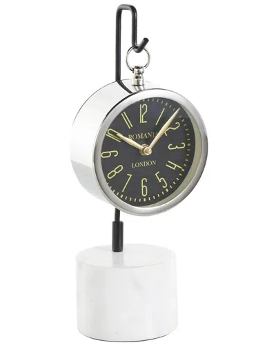Peyton Lane Stainless Steel Metal Suspended Decorative Clock In White