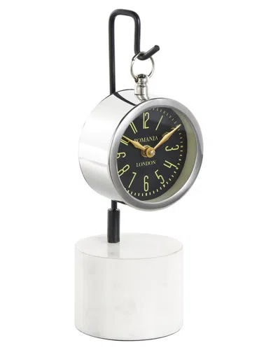 Peyton Lane Stainless Steel Metal Suspended Decorative Clock In White