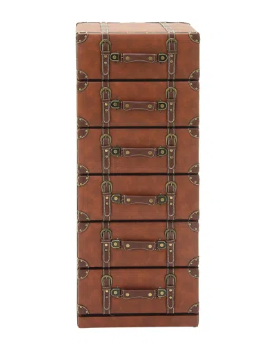 Peyton Lane Tan Fau X Leather And Wood Traditional Chest In Brown
