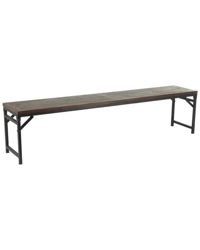 Peyton Lane Teak Long Bench With Metal Legs In Brown