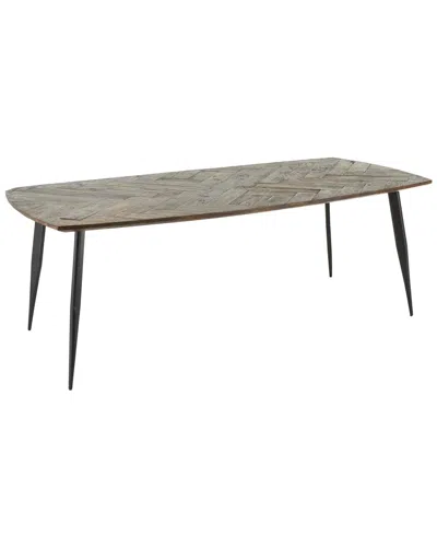 Peyton Lane Teak Modern Live Edge Dining Table With Metal Legs In Black