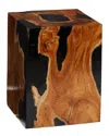 Peyton Lane Teak Wood Coastal Stool In Black
