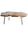Peyton Lane Teak Wood Handmade Live Edge Living Room Coffee Table With Metal  Hairpin Legs In Brown