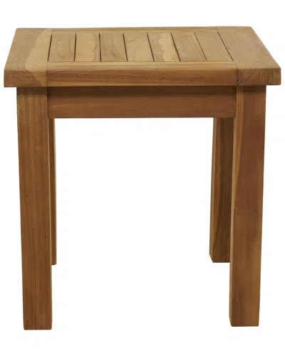 Peyton Lane Teak Wood Slatted Outdoor Accent Table In Brown