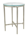 Peyton Lane Textured Metal Accent Table With Glass Tabletop In Silver