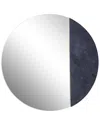 Peyton Lane Black Glass Wall Mirror With Marble Accent In Black
