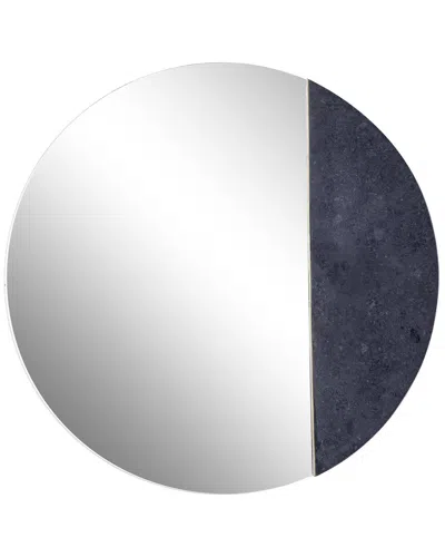 Peyton Lane Black Glass Wall Mirror With Marble Accent