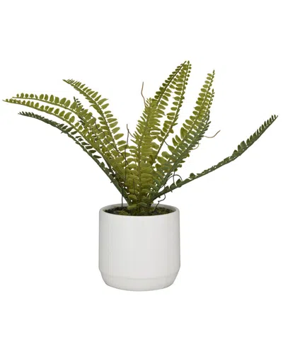 Peyton Lane Fern Green Faux Foliage Artificial Plant With White Ceramic Pot