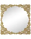 Peyton Lane The Novogratz Floral Gold Metal Carved Acanthus Wall Mirror With Distressed Details In Gold