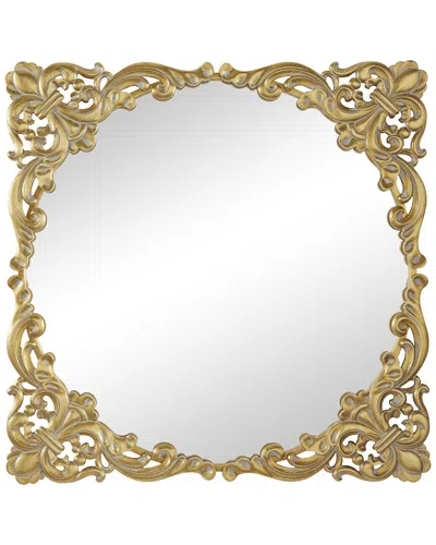 Peyton Lane The Novogratz Floral Gold Metal Carved Acanthus Wall Mirror With Distressed Details