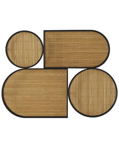 Peyton Lane Geometric Brown Bamboo Shapes Wall Decor With Slatted Wood Design