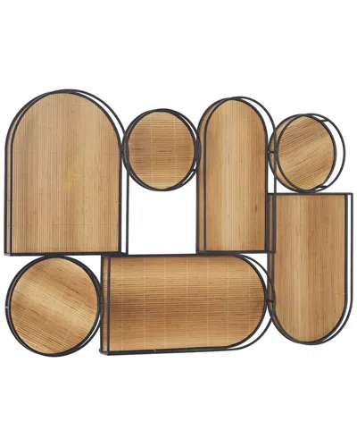 Peyton Lane Geometric Brown Bamboo Shapes Wall Decor With Slatted Wood Design