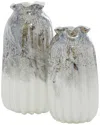 Peyton Lane Set Of 2 Gray Glass Handmade Blown Vase In Gray