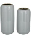 Peyton Lane Set Of 2 Gray Metal Vase In Gray