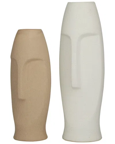 Peyton Lane Set Of 2 Multi Colored Ceramic Easter Island Head Vase