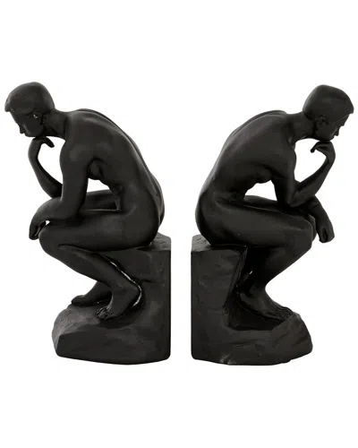 Peyton Lane Set Of 2 People Black Polystone The Thinker Bookends
