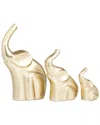 Peyton Lane Set Of 3 Elephant Gold Aluminum Sculpture In Gold