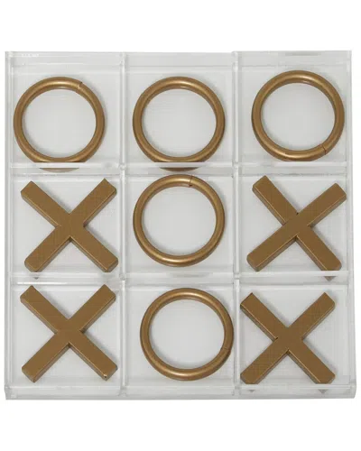 Peyton Lane Tic Tac Toe Metal Game Set With Pieces In Brown