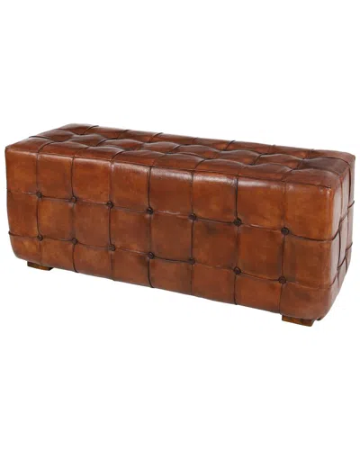 Peyton Lane Traditional Leather Bench In Brown