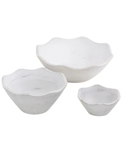 Peyton Lane Traditional Mango Wood Decorative Bowl Set In White