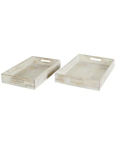 Peyton Lane Traditional Mango Wood Tray Set In Neutral