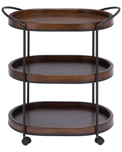Peyton Lane Traditional Oval Wood Bar Cart In Brown