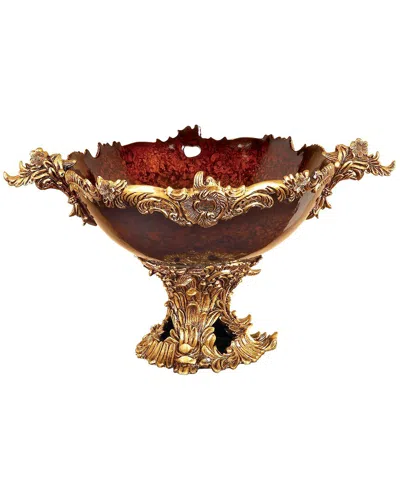 Peyton Lane Traditional Polystone Decorative Bowl In Red